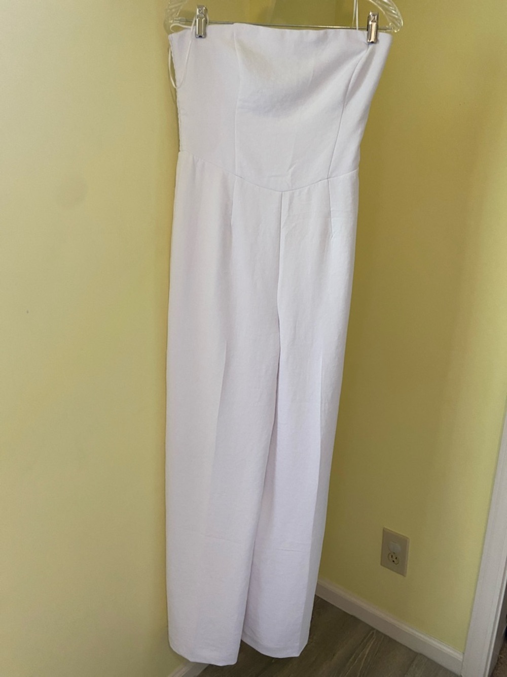 Abercrombie & Fitch Strapless White Wide-Leg Jumpsuit